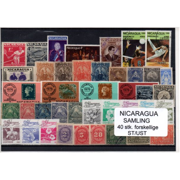 Nicaragua Samling - 40 Stk. forskellige - Stemplet/Ustemplet
