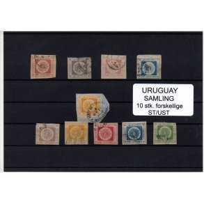 Uruguay Samling - 10 Stk. forskellige Stemplet/Ustemplet