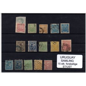 Uruguay Samling - 15 Stk. forskellige Stemplet/Ustemplet