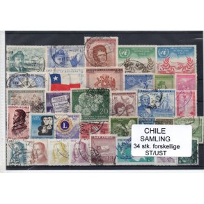 Chile Samling 34 Stk. Stemplet/Ustemplet