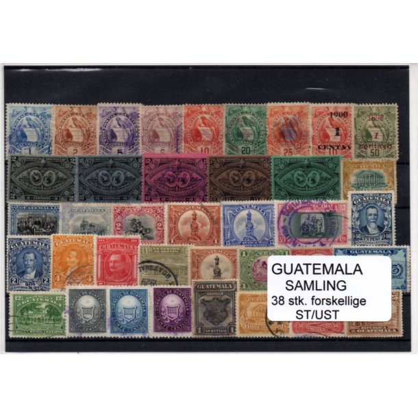 Guatamala Samling - 38 Stk. forskellige - Stemplet/Ustemplet