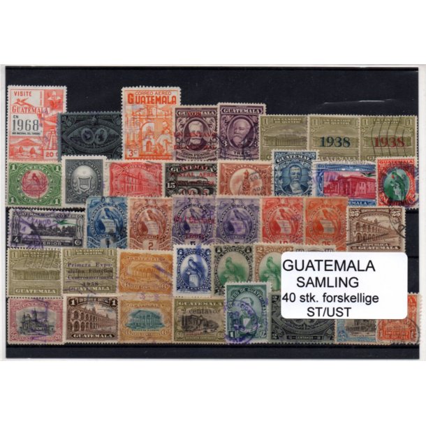 Guatamala Samling - 40 Stk. forskellige - Stemplet/Ustemplet