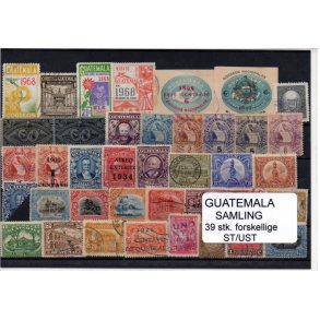 Guatamala Samling - 39 Stk. forskellige - Stemplet/Ustemplet