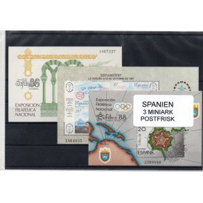 Spanien. - 3 Miniark - Postfrisk