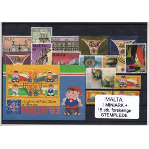 Malta Samling - 1 Stk. Miniark + 15 Stk forskellige.- Stemplet/Ustemplet