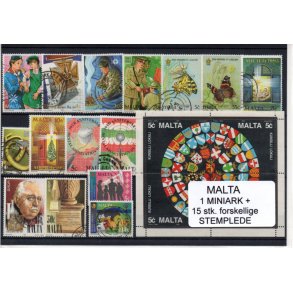 Malta Samling - 1 Stk. Miniark + 15 Stk forskellige.- Stemplet/Ustemplet