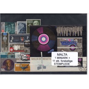 Malta Samling - 1 Stk. Miniark + 11 Stk forskellige.- Stemplet/Ustemplet