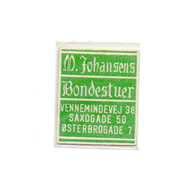 Frim&aelig;rkepenge - M. JOHANSENS BONDESTUER - med 1 &oslash;re frim&aelig;rke.