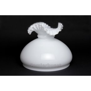 Lampeskærm - Hvid Flæser - Højde 20,2 cm - Diameter 25,5 cm.