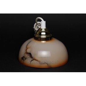 Lampeskrm med ophng - Brunmamoreret - Hjde 7,0 cm - Diameter 15,5 cm.