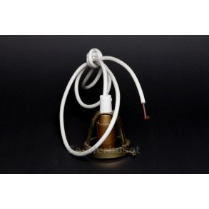 Lampeophng Nyt - Messing ben - Lille Fatning - Hvid Ledning 1,4 m. - Hjde 5,7 cm - Diameter 6,1 cm.