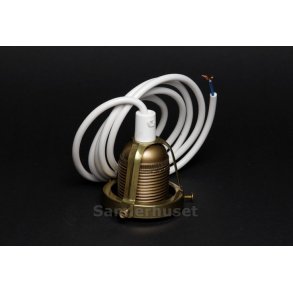 Lampeophæng Nyt - Messing Åben - Stor Fatning - Hvid Ledning 1,4 m. - Højde 5,7 cm - Diameter 6,1 cm.