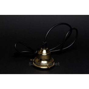 Lampeophæng Nyt - Messing - Stor Fatning - Sort Ledning 1,4 m. - Højde 5,3 cm - Diameter 6,1 cm.