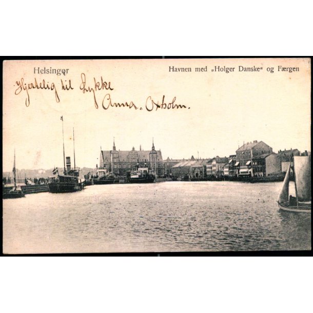 Helsing&oslash;r - Havnen med "Holger Danske" og F&aelig;rgen - V.M. 15