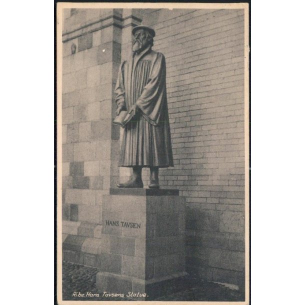 Ribe - Hans Tausens Statue -Ribe bog - 85776