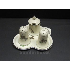 Grøn Vallø Platin Menage til Salt-Peber-Sennep.